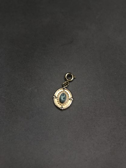 Le Caire pendentif clip acier inoxydable doré pierre naturelle verte ovale