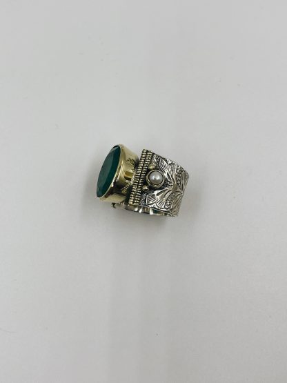 bague laiton argent verte