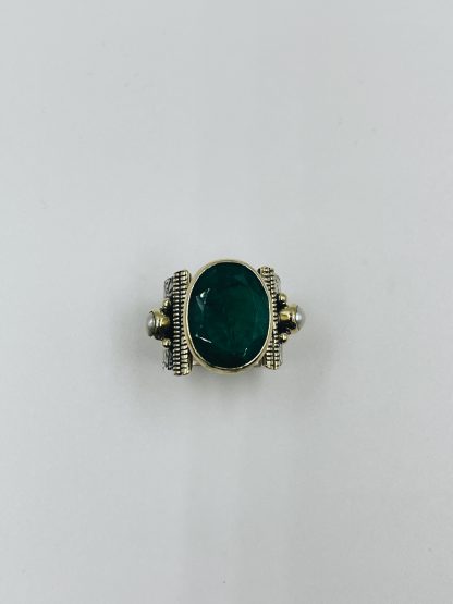 bague laiton argent verte large