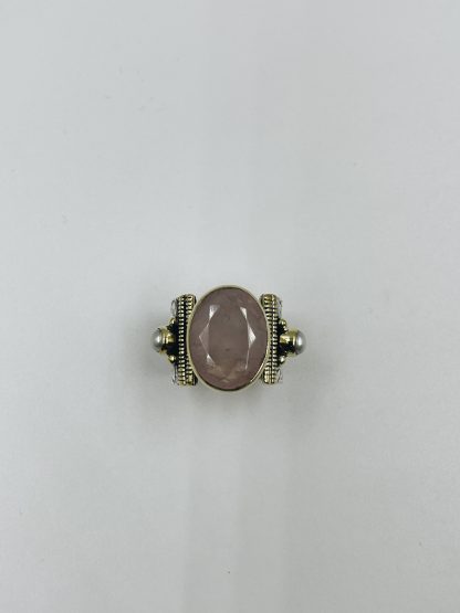 bague laiton argent quartz rose large