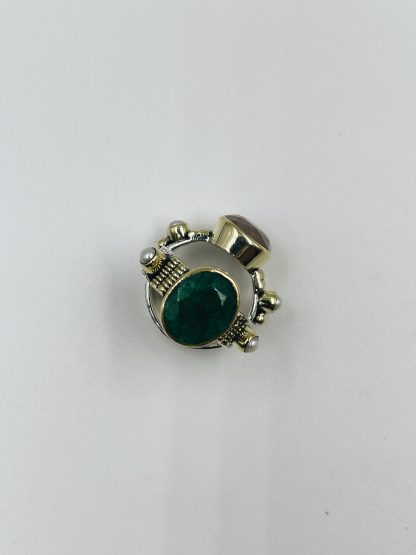 calcédoine verte bague laiton argent verte fine