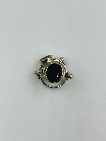 bague laiton argent noire fine onyx