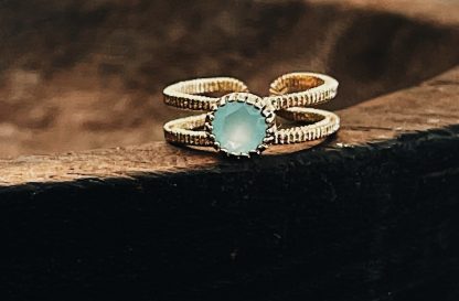 Asmara bague plaqué or pierre turquoise